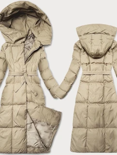 Světle béžová dámská zimní bunda s páskem model 21461508 - J.STYLE