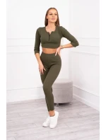 Pruhovaný krátký khaki set Pruhovaný krátký khaki set