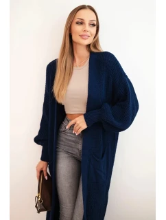 Dlouhý kardigan svetr světle model 21345047 modrý - K-Fashion