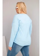 Dámská blůza Plus Size s výstřihem do V a delším zadním dílem modrá Dámská blůza Plus Size s výstřihem do V a delším zadním dílem modrá