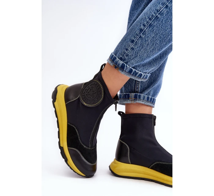 Dámské kožené boty s zipem model 21638709 černé - Maciejka