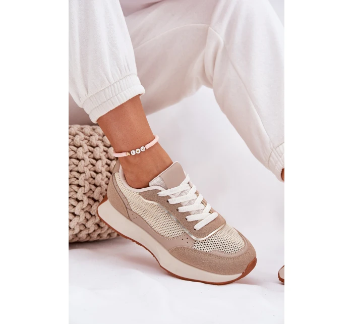 Dámské Sportovní Boty S Síťovinou Na Platformě Khaki Poova Dámské Sportovní Boty S Síťovinou Na Platformě Khaki Poova