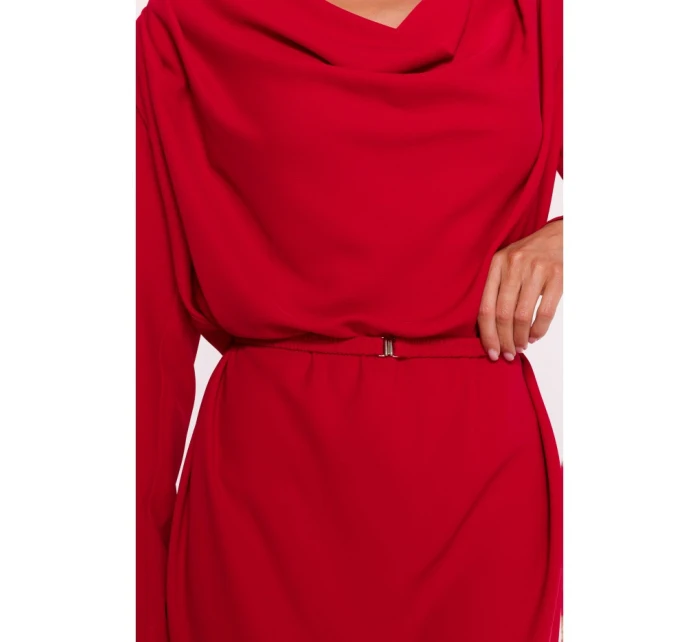 model 21470790 Šaty s výstřihem červené - STYLOVE