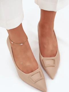 Dámské lodičky na širokém podpatku s ozdobnou sponou Seriva – nude