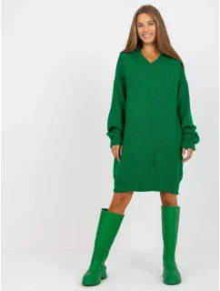 Dámské úpletové šaty LC SW model 20081235 Tmavě zelená - Rue Paris