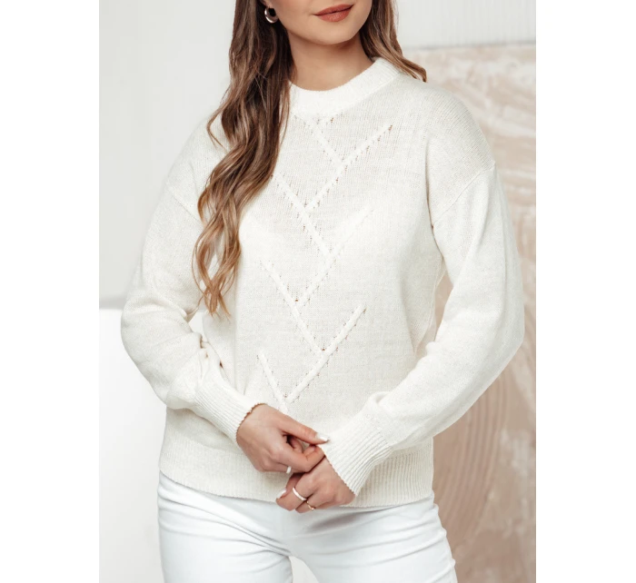 Dámský oversize svetr FEMWEAVE ecru FashionStreet MY2390