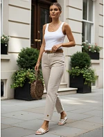 Dámské džínové kalhoty Mom Fit s páskem, béžové, FashionStreet UY3083 Dámské džínové kalhoty Mom Fit s páskem, béžové, FashionStreet UY3083