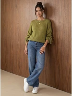 Dámský oversize svetr světle zelené barvy FashionStreet MY2595