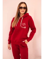 Dámský komplet z bavlny z potiskem, model 21310084 bordový - K-Fashion Dámský komplet z bavlny z potiskem, model 21310084 bordový - K-Fashion