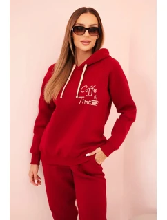 Dámský komplet z bavlny z potiskem, model 21310084 bordový - K-Fashion