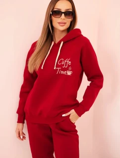 Dámský komplet z bavlny z potiskem, model 21310084 bordový - K-Fashion