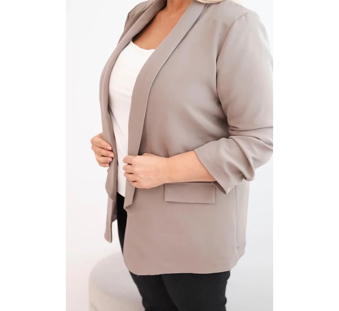 Dámská sako Plus Size bez zapínání s podšívkou model 21468638 fango - K-Fashion