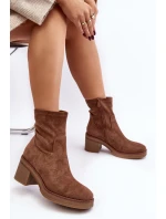 Dámské kotníčkové boty na podpatku hnědé model 21642290 - Boto Dámské kotníčkové boty na podpatku hnědé model 21642290 - Boto