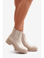 Dámské boty na plochém podpatku kožené světle béžové Lewski 3611