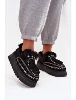 Dámské sněhule na platformě s kožíškem a třásněmi Černé model 21744632 - Boto