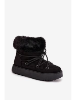 Sněhule s kožíškem a šněrováním Černé model 21821761 - Boto Sněhule s kožíškem a šněrováním Černé model 21821761 - Boto