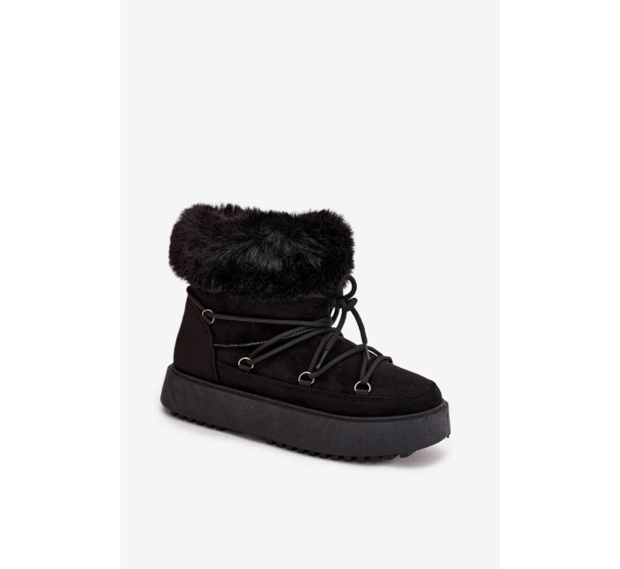 Sněhule s kožíškem a šněrováním Černé model 21821761 - Boto Sněhule s kožíškem a šněrováním Černé model 21821761 - Boto