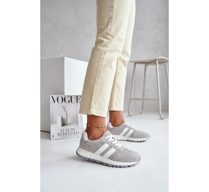 Dámské tenisky z pravé semišové šedé model 22069511 - EVENTO Dámské tenisky z pravé semišové šedé model 22069511 - EVENTO