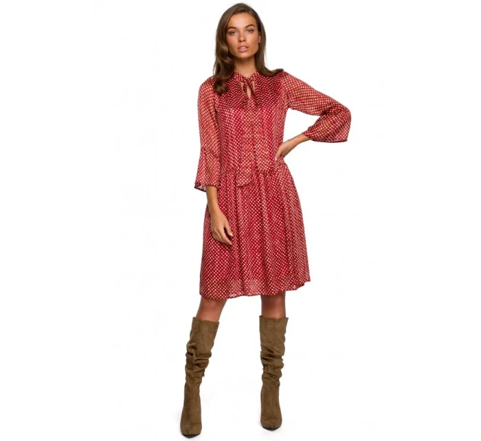 S237 Šifonové šaty se zavazováním u krku - model 1 S237 Šifonové šaty se zavazováním u krku - model 1