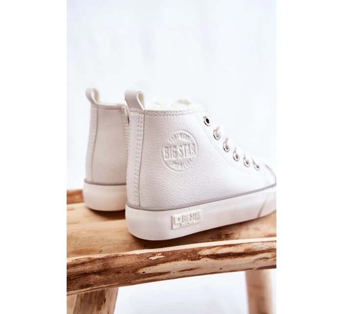 Dětské vysoké tenisky se zipem Big Star KK374227 Bíle Dětské vysoké tenisky se zipem Big Star KK374227 Bíle