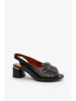 Kožené sandály s ozdobou Laura Messi 2719 Black Kožené sandály s ozdobou Laura Messi 2719 Black