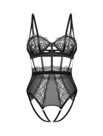 Dámské svůdné body otevřené Hersis Crotchless Teddy černé - Obsessive