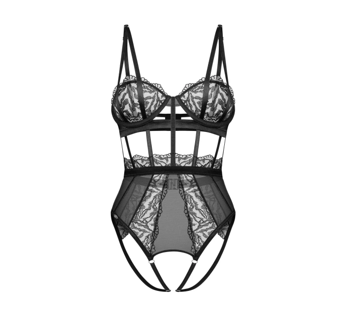 Dámské svůdné body otevřené Hersis Crotchless Teddy černé - Obsessive