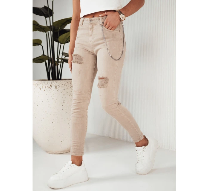 Dámské džínové kalhoty ALEX dark beige FashionStreet UY1876