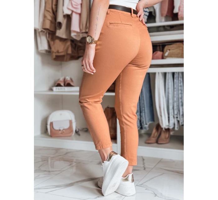 Dámské kalhoty slim fit s páskem TAIRONIK brick FashionStreet UY2543