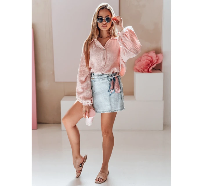 Dámské oversize mušelínové tričko MUSLINEA růžové FashionStreet DY0477