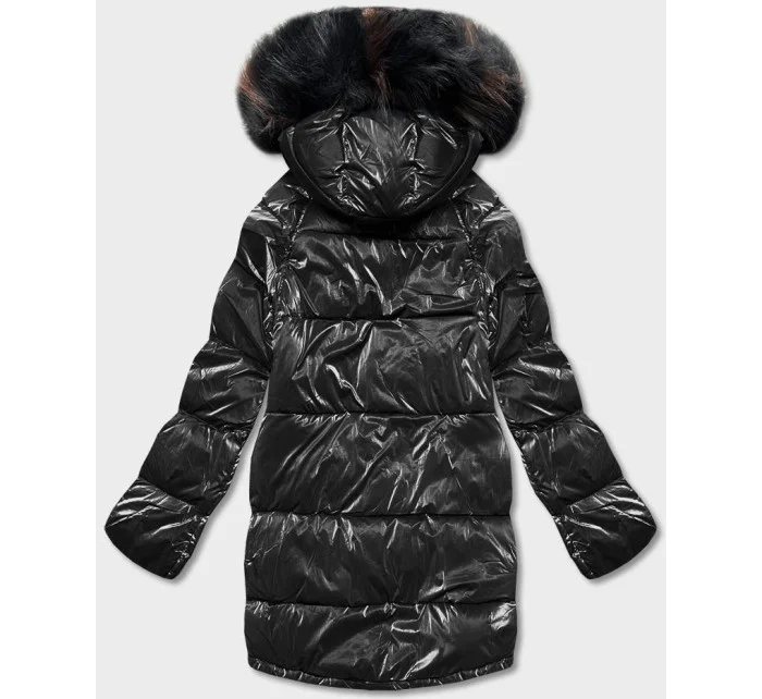 Černo-hnědá oboustranná oversize bunda (h-1088-01)
