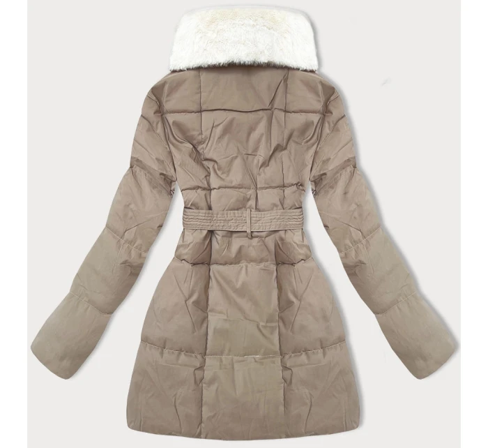 Světle béžová dámská bunda obšitá kožešinou se stojáčkem J Style (16M9165-62) Světle béžová dámská bunda obšitá kožešinou se stojáčkem J Style (16M9165-62)
