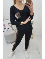 Sada s leopardím potiskem černá