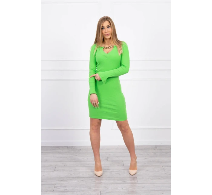 Šaty se zlatým řetízkem zelené neonové Šaty se zlatým řetízkem zelené neonové