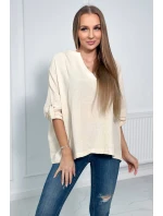 Mušelínová halenka s ohrnutými rukávy světle béžová
