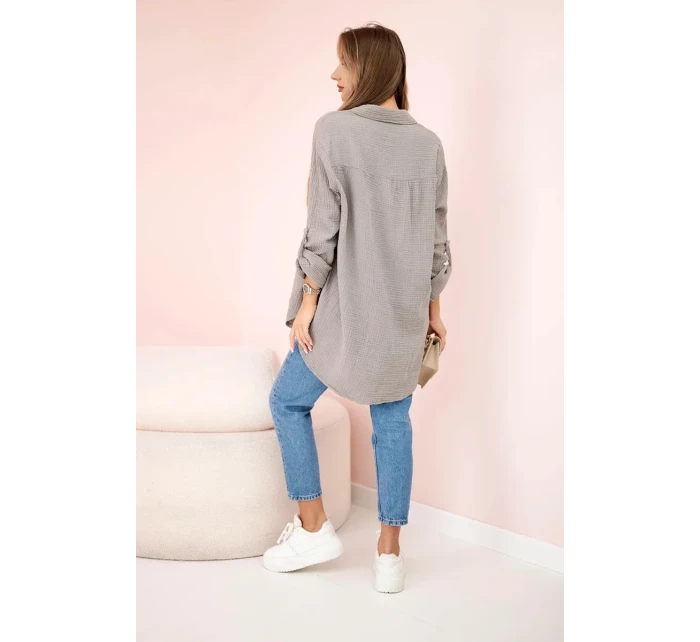 Bavlněná mušelínová košile oversize model 21908591 - K-Fashion