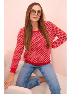 Dámská mikina s potiskem a kulatým výstřihem červený