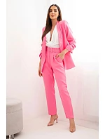Elegantní komplet saka s kalhotami světle růžový