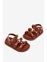 Dívčí sandály se zlatým detailem hnědé Lunessa Dívčí sandály se zlatým detailem hnědé Lunessa