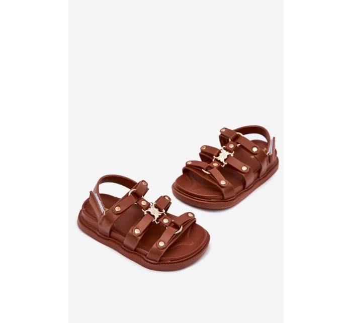 Dívčí sandály se zlatým detailem hnědé Lunessa Dívčí sandály se zlatým detailem hnědé Lunessa