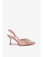 Lodičky s mašlí a patou Béžové model 21787011 - Boto Lodičky s mašlí a patou Béžové model 21787011 - Boto