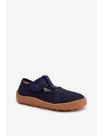 Dětské pantofle na suchý zip Barefoot Froddo Cannvas G1700439 tmavě modré