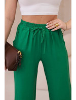 Viskózové široké zelené kalhoty