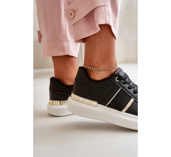 Módní Dámské Tenisky Na Platformě Z Eko Kůže Černé Nevisase Módní Dámské Tenisky Na Platformě Z Eko Kůže Černé Nevisase