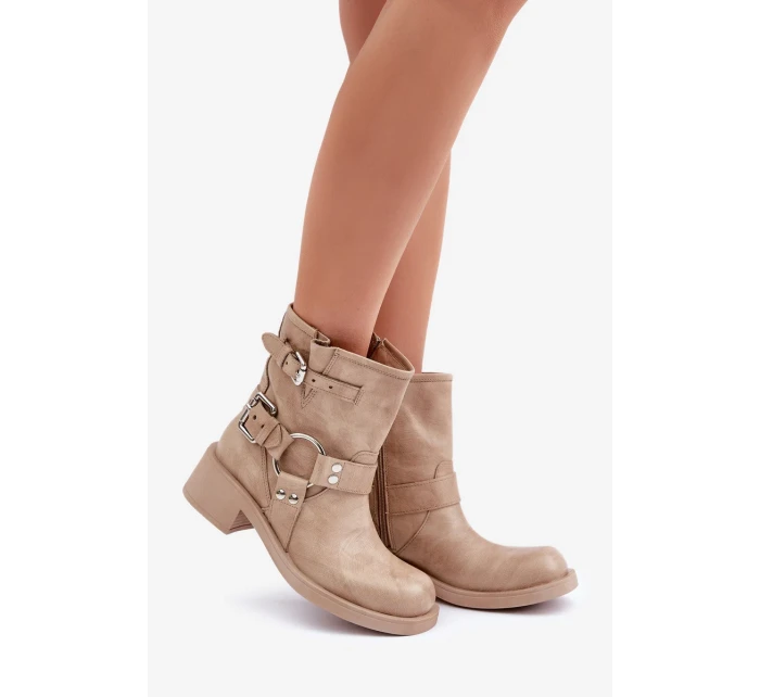 Dámské Kožené Kotníkové Boty Na Nízkém Bloku Podpatku S Pásky Zazoo 3644 Béžové Dámské Kožené Kotníkové Boty Na Nízkém Bloku Podpatku S Pásky Zazoo 3644 Béžové