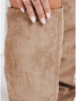 Dámské kozačky s pomačkaným svrškem z béžového semiše FashionStreet ZY1100