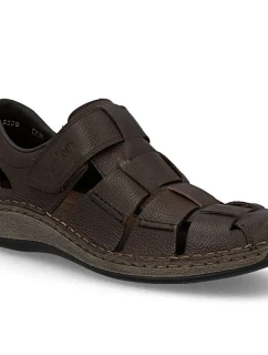 Pánské hnědé prolamované kožené polobotky Rieker 05281-25