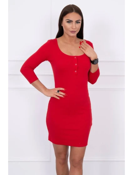 Šaty s knoflíkovým výstřihem červené Šaty s knoflíkovým výstřihem červené
