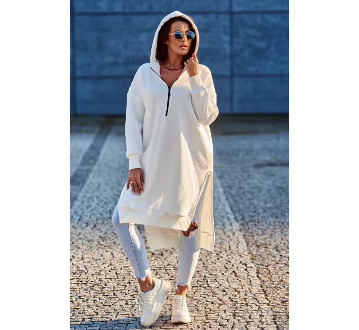 Zateplená mikina s bočními rozparky ecru Zateplená mikina s bočními rozparky ecru