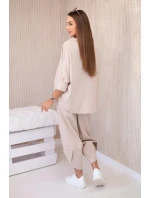 Komplet nových mikinových kalhot Punto béžový Komplet nových mikinových kalhot Punto béžový